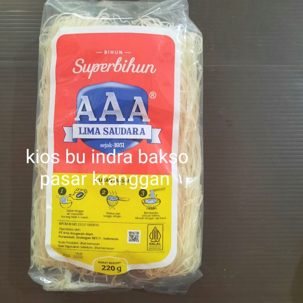 

bihun AAA lima saudara 220 gr beras super mihun mie