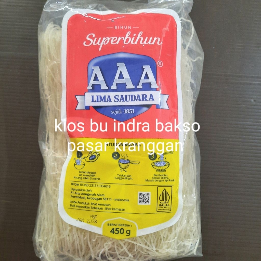 

bihun AAA lima saudara 450 gr beras super mihun mie