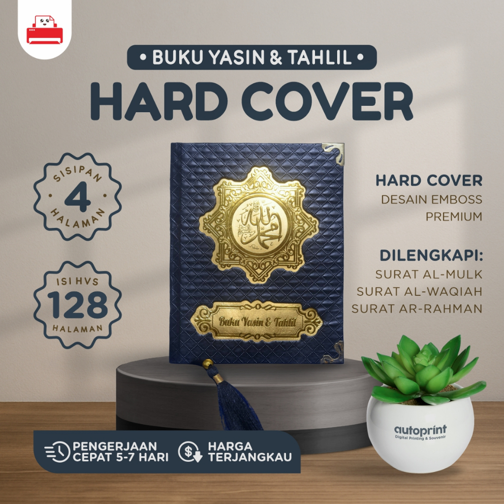 Custom Buku Yasin dan Tahlil Hardcover 128 Hal - Custom Foto dan Nama (sisipan 4 hal)