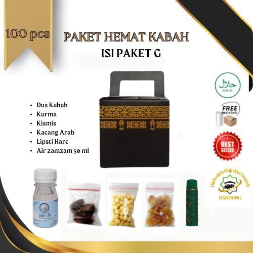 

Oleh Oleh Haji/Umroh Isi 100 Paket G Dus kabah, Botol+Air zam2, Kurma, Kacang, Kismis, Lipstik