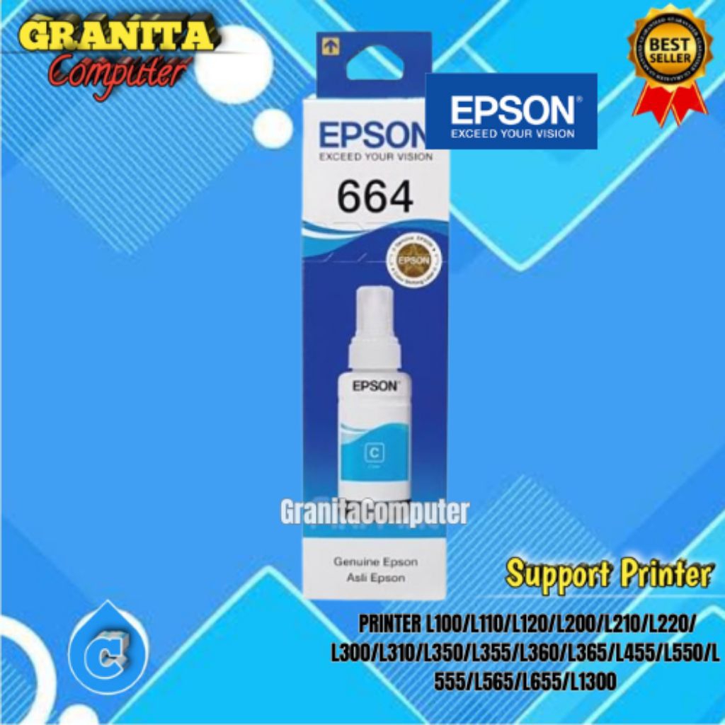 Tinta Epson 664 Cyan Original For Printer L110 L120 L210Epson L220