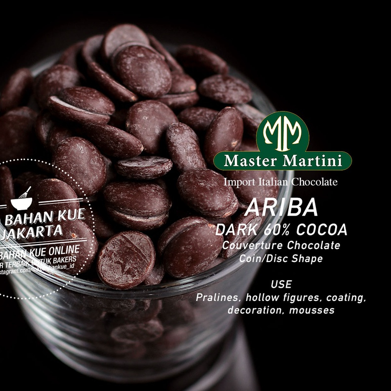 

Master Martini Ariba 60% 100gr Dark Chocolate Couverture Coklat Koin Cokelat Baking
