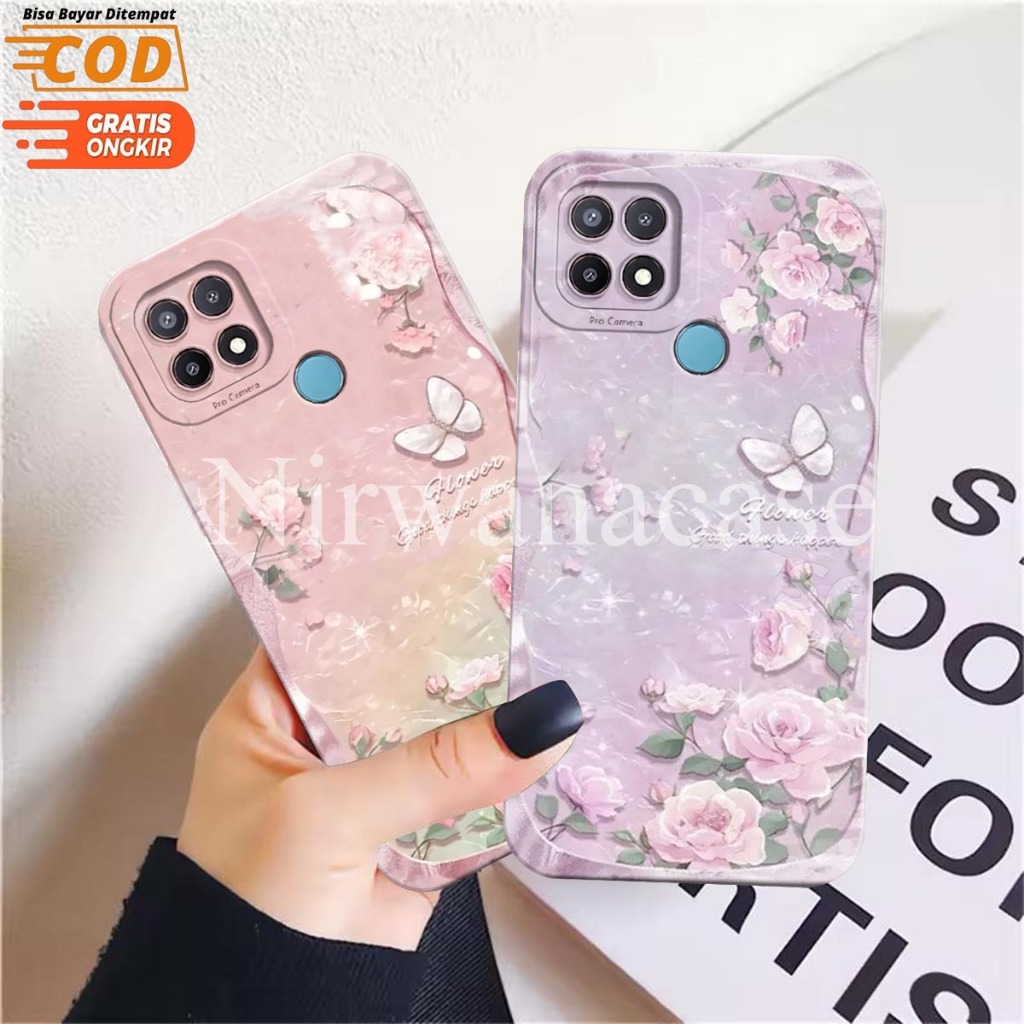 Sillikon Hp Oppo A15 - Case Oppo A15S - Case Oppo A35 Motif Bunga Case Pro Camera Lentur - Fashion C