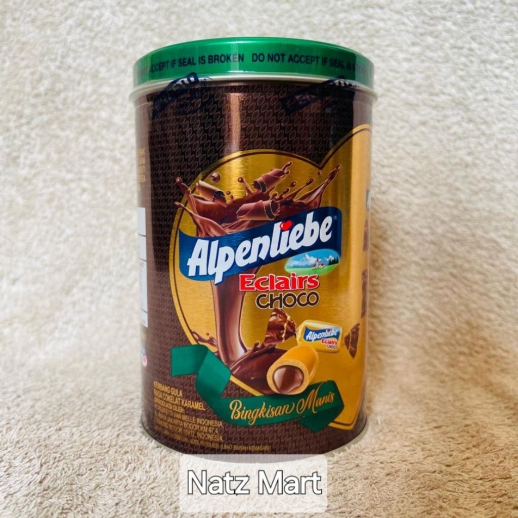 

ALPENLIEBE Choco Eclairs Tin 144 gr ( +- 40 Pcs Permen karamel Cokelat )