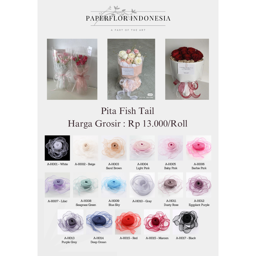 

(1 Roll 10 Yard) PITA FISH TAIL 4CM / PITA RIBBON / KOREA / PITA GELOMBANG / PITA ORGANZA