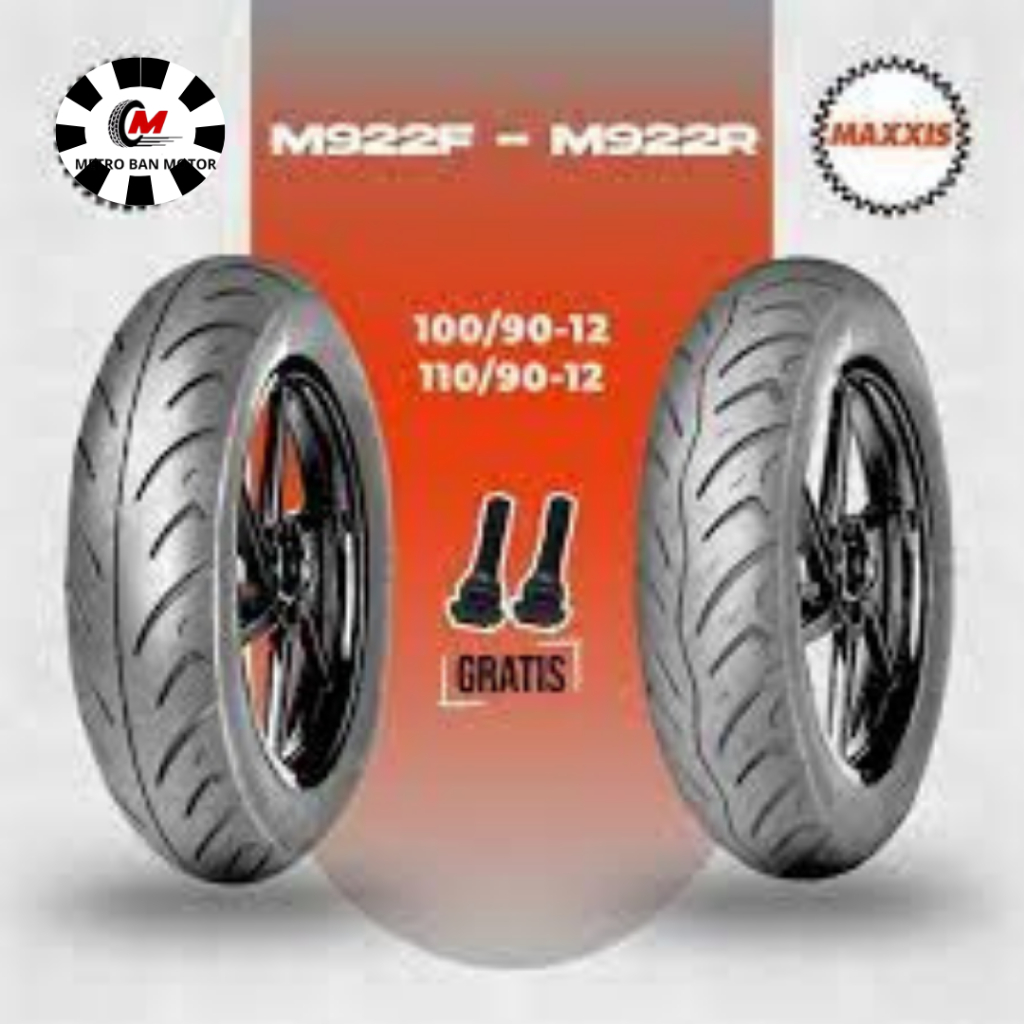 BAN MAXXIS RING 12 100/90 110/90 M922 SATUAN/SEPASANG BAN TUBELES MOTOR MATIC