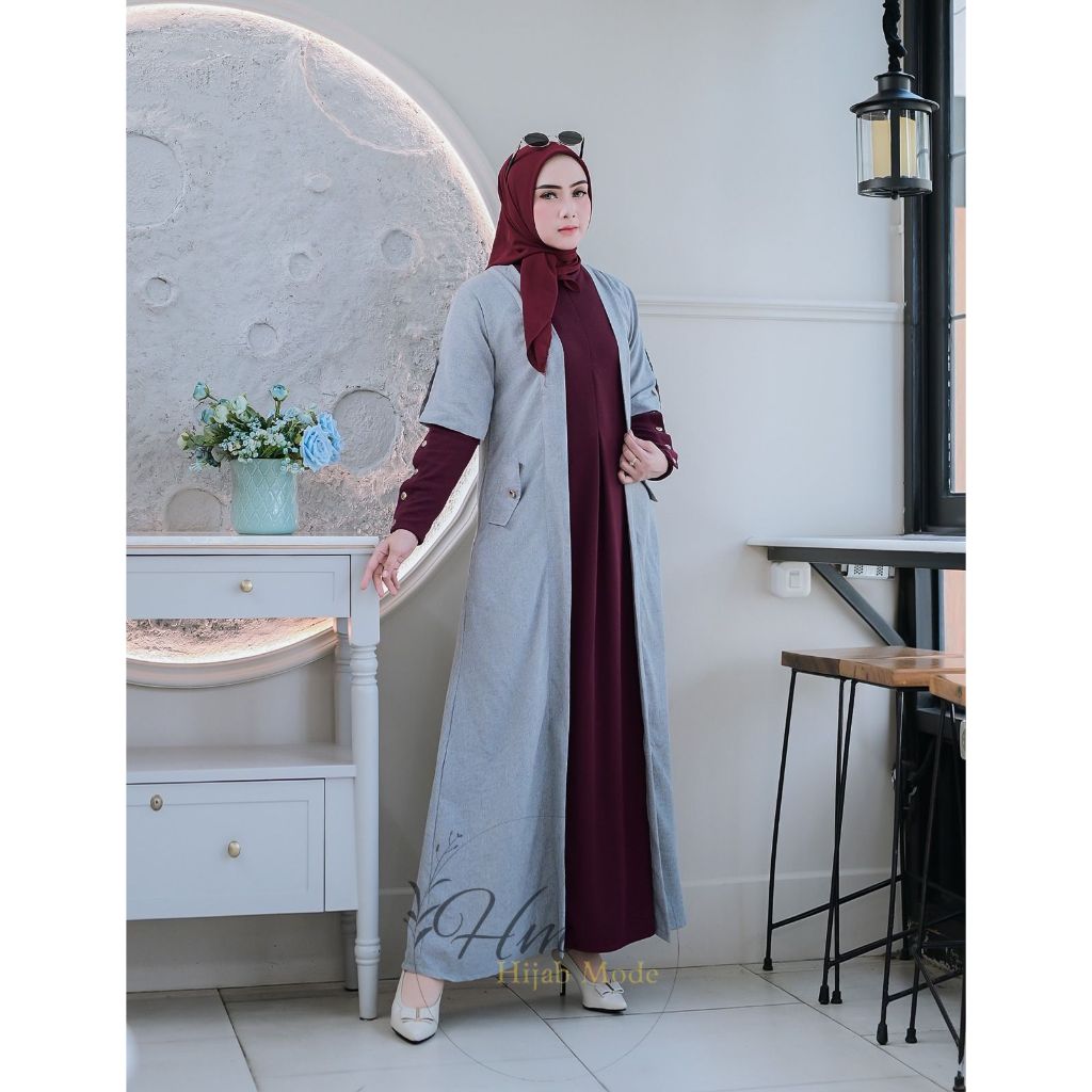 Gamis Maryam Gamis Kombinasi Bahan Premium Knit Mix Katun Madinah Busui Friendly Kekinian Abaya Dail