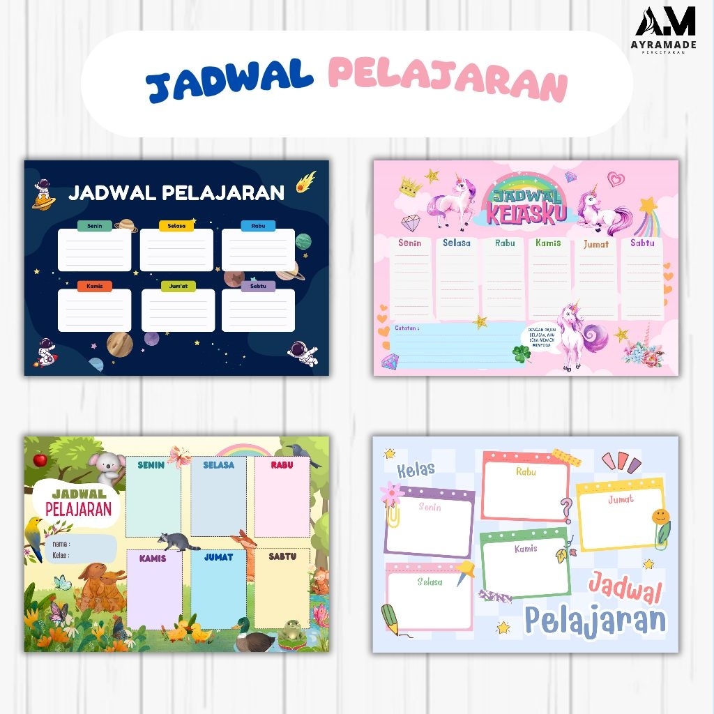 

poster jadwal pelajaran / lembar jadwal pelajaran sekolah