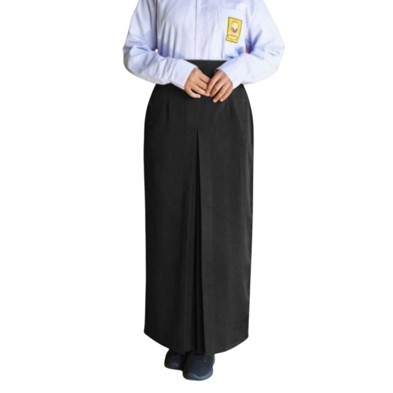 PAKAIAN SERAGAM ANAK SEKOLAH SMP ROK HITAM POLOS PANJANG SPAN 1 BAHAN DRILL TERBARU