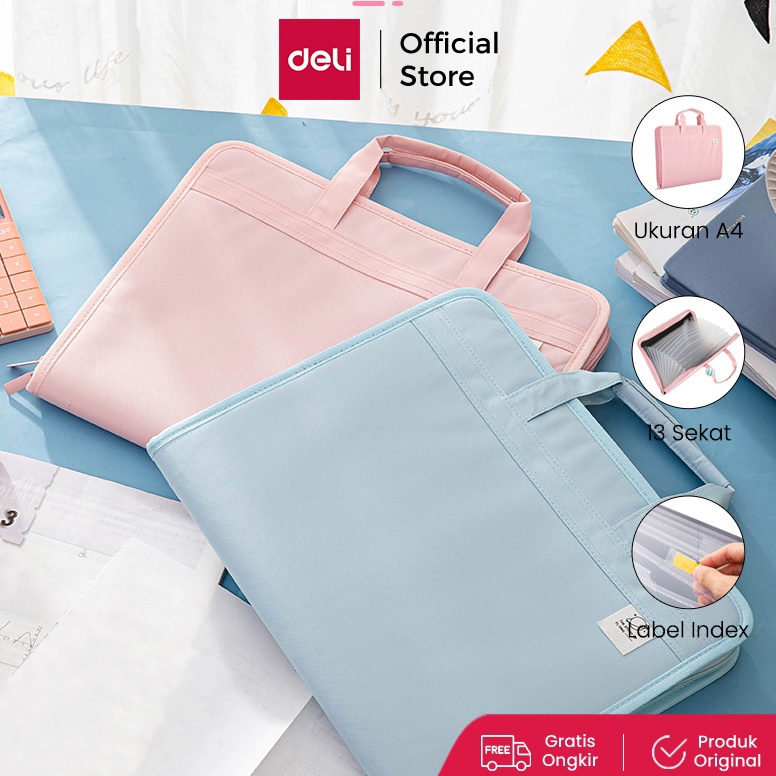 

KODE Q27O Deli File Folder Document Bag Tas Dokumen File A4 Warna Pink Biru 13 Sekat 72561