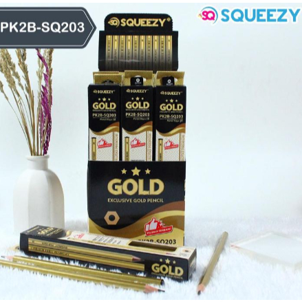 

12 Pcs - Pensil 2B Gold Squeezy SQ203