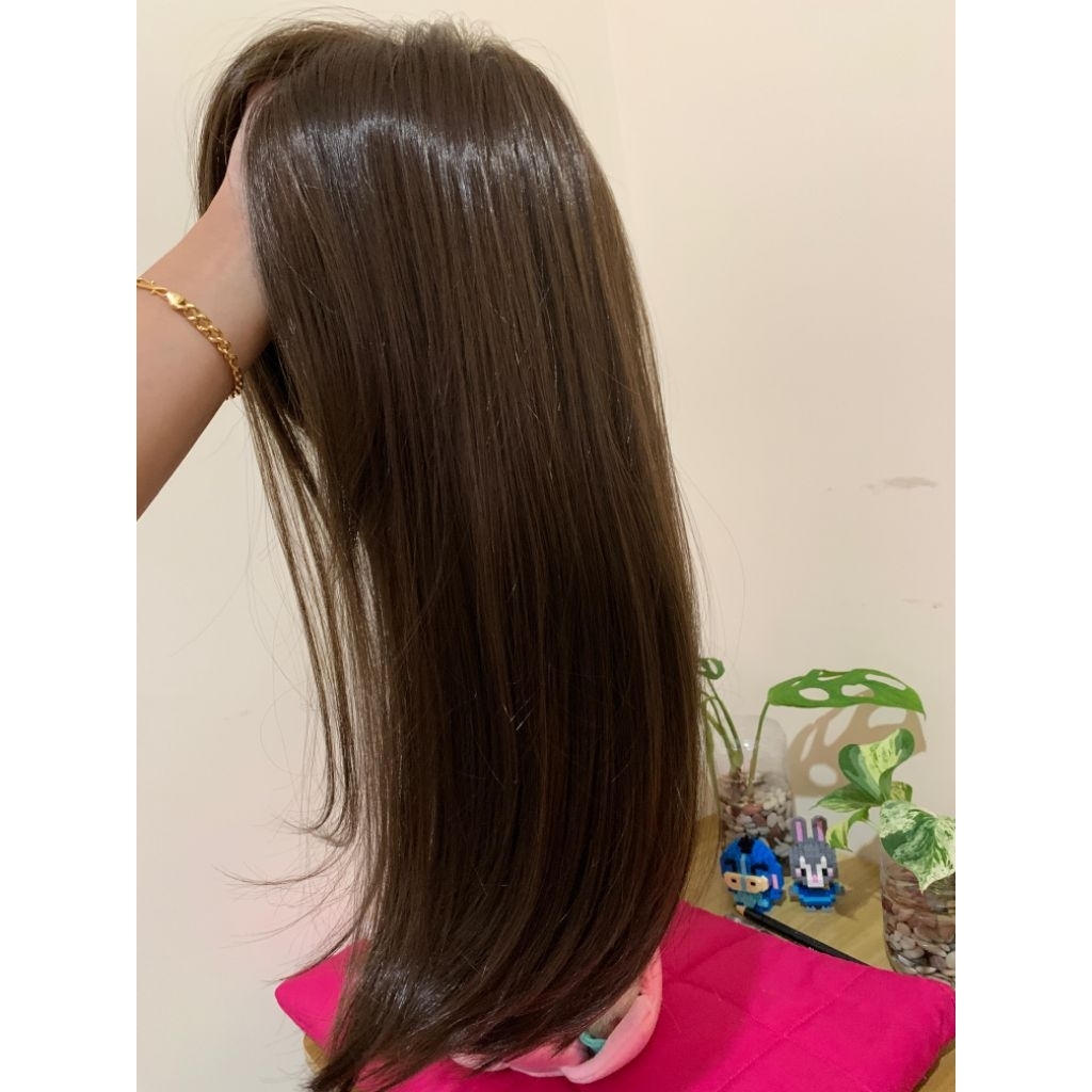 nunkot hair lace mono preloved wig lace mocca brown 50 cm medium hair