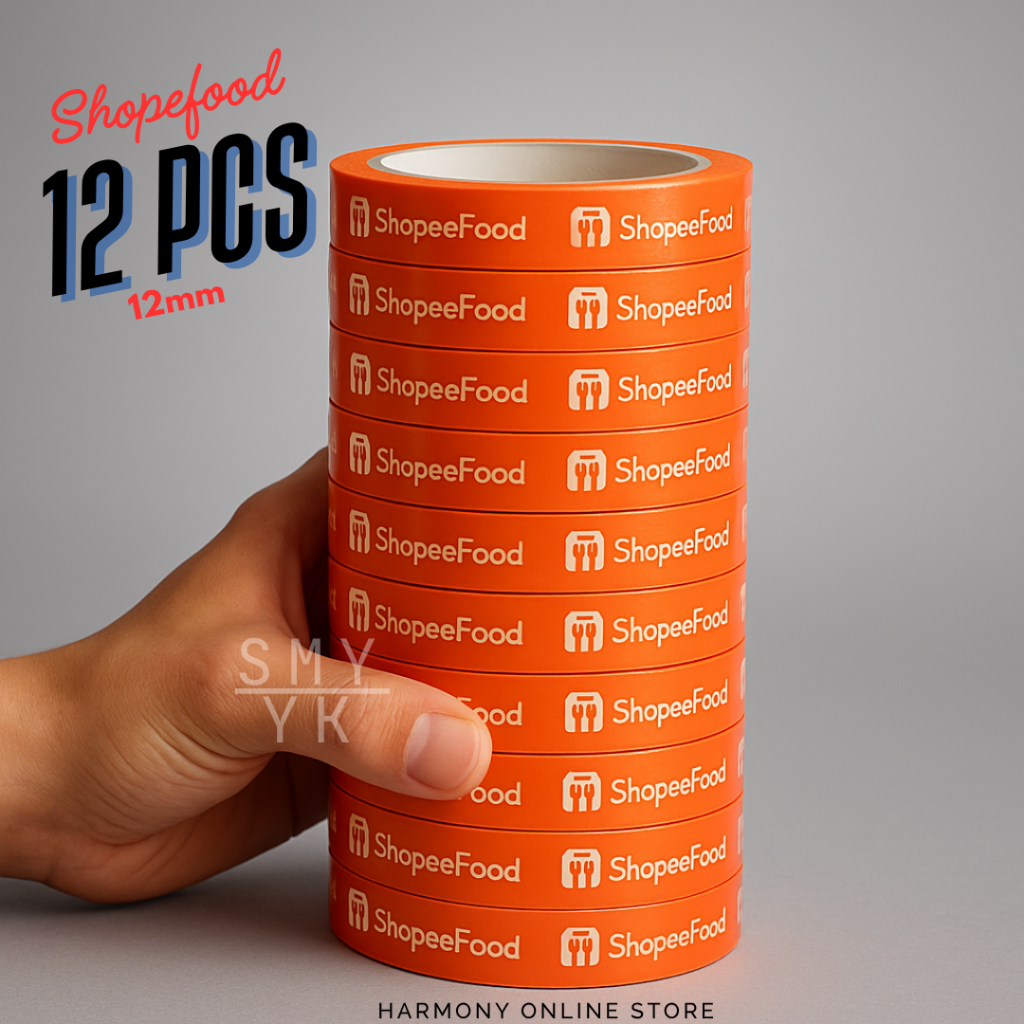 

12 ROLL Lakban Segel Makanan Oranye - Isolasi Syopefood Oren - Lakban Segel Food Shopee - Lakban Orange Food Oren 12 PCS