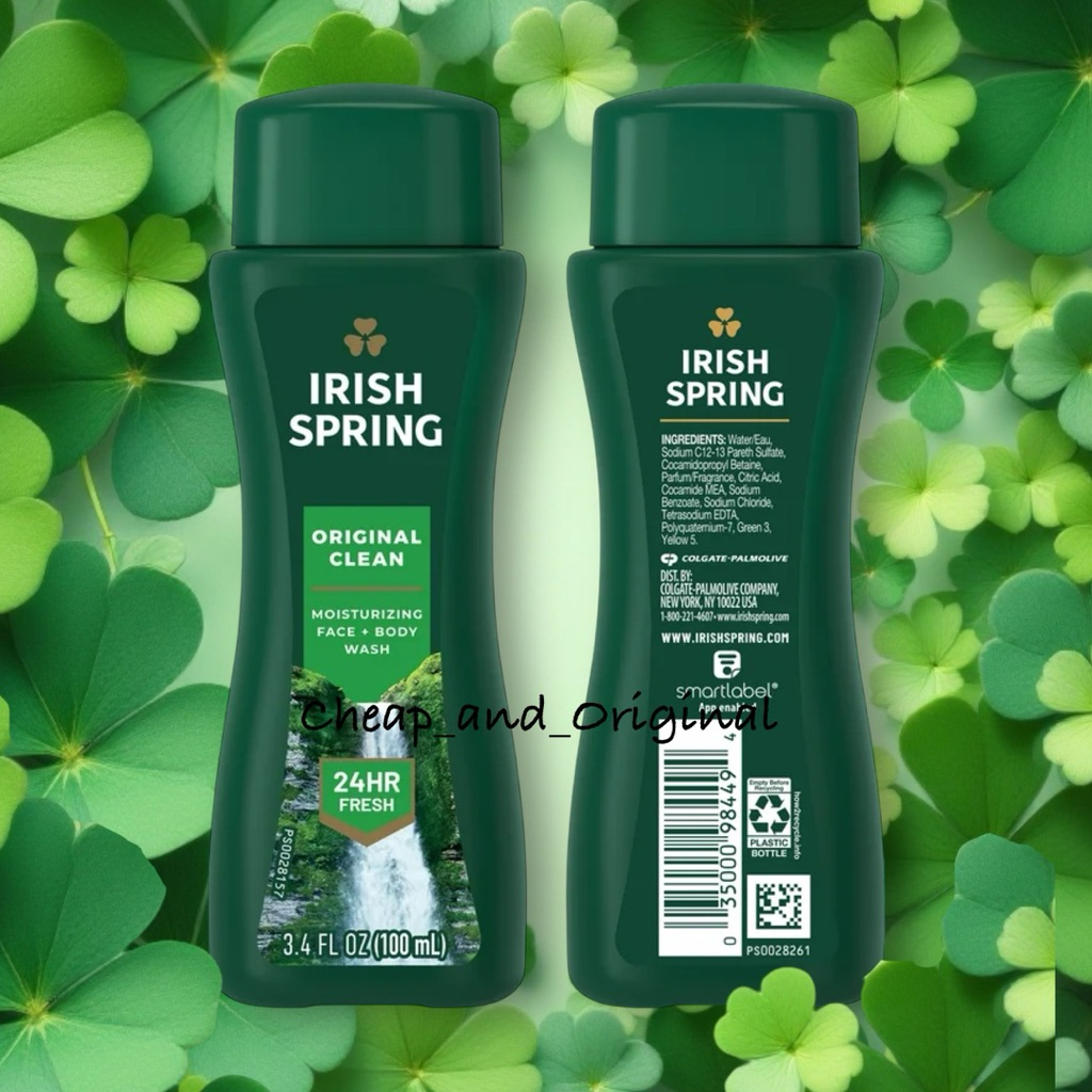 Body Wash Face & Body For Men Irish Spring Original Clean 100ml 24HR Fresh Original USA