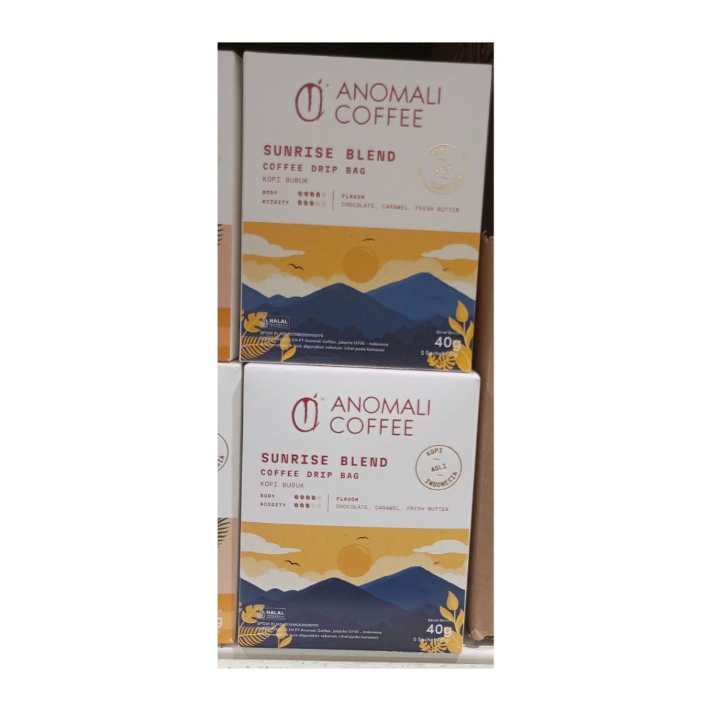 

ANOMALI COFFE SUNRISE BLEND COFFE DRIP BAG ISI 2 BOX @5 SACHET