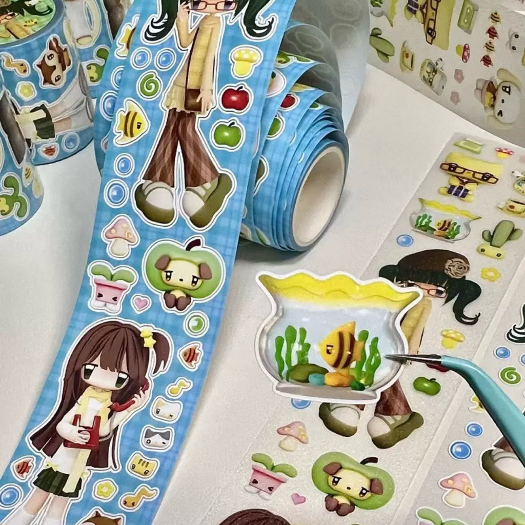 

[35cm] Girly Library Share Sticker Roll - Stiker Kawaii Cute Deco Bujo Japanese Journaling