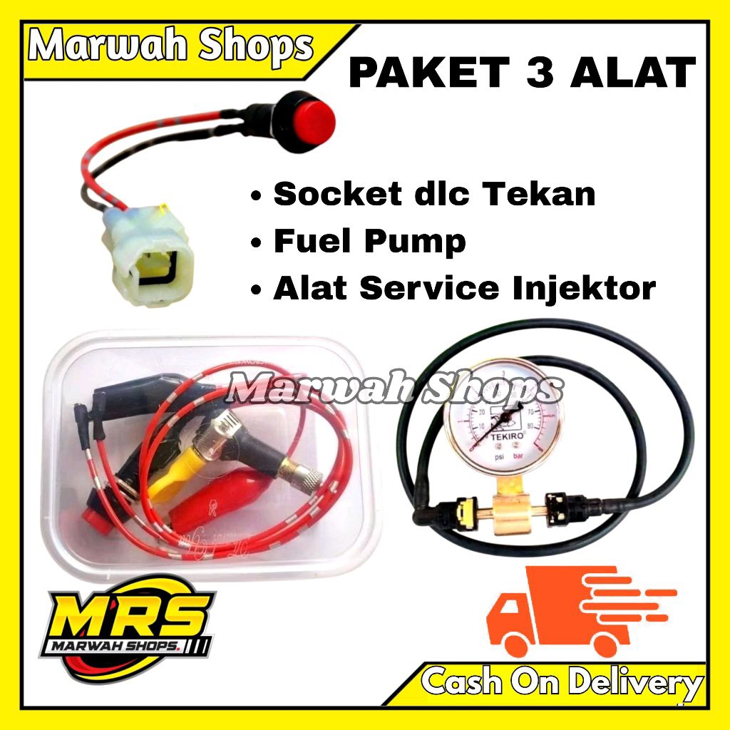Alat ukuran tekanan fuelpump motor injeksi + alat Servis injektor motor dan mobil + soket dlc riset 