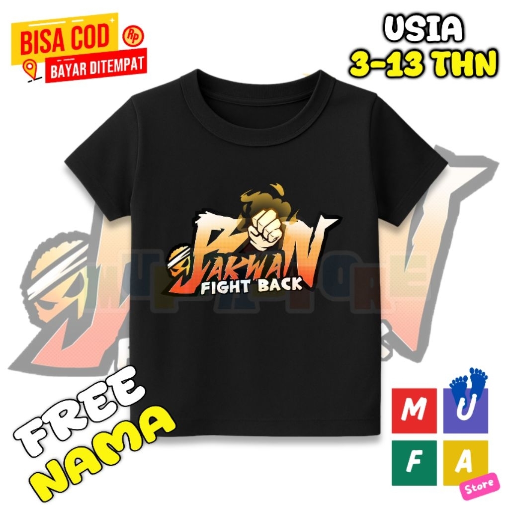 Kaos anak usia 3/13 tahun bakwan figh back / baju anak bakwan figh back