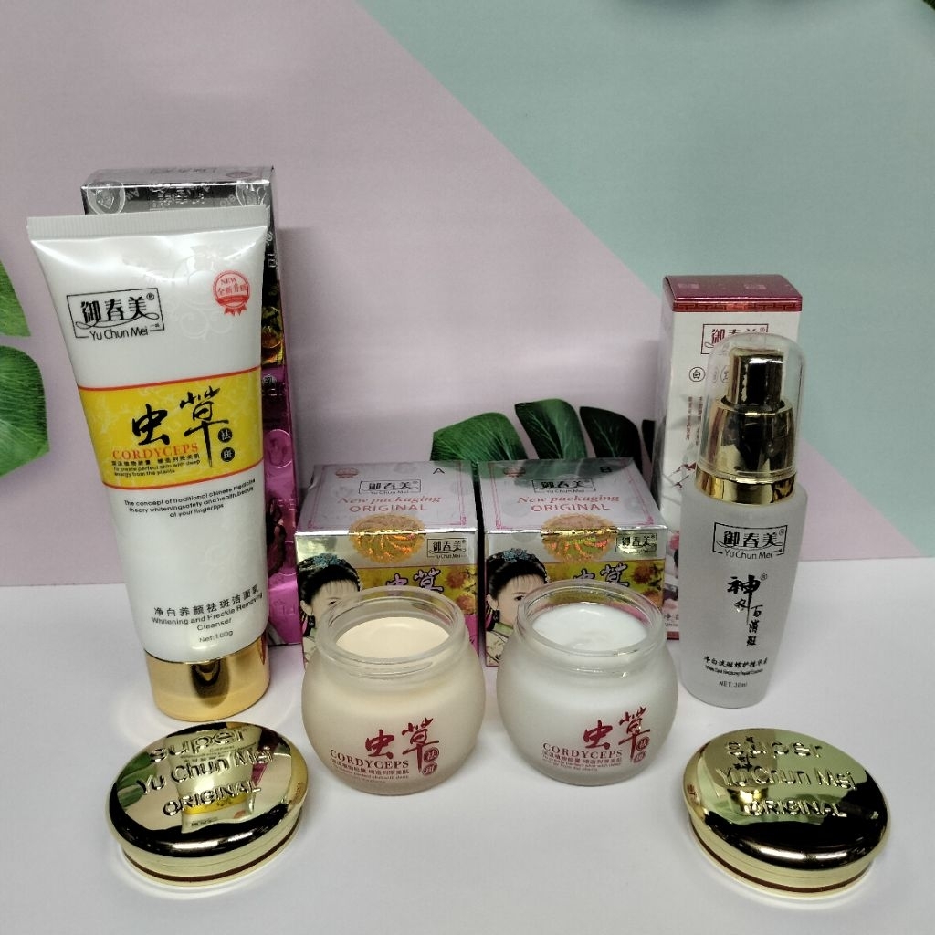 PAKET CREAM PENCERAH WAJAH YU CHUN MEI 4IN1 CORDYCEPS