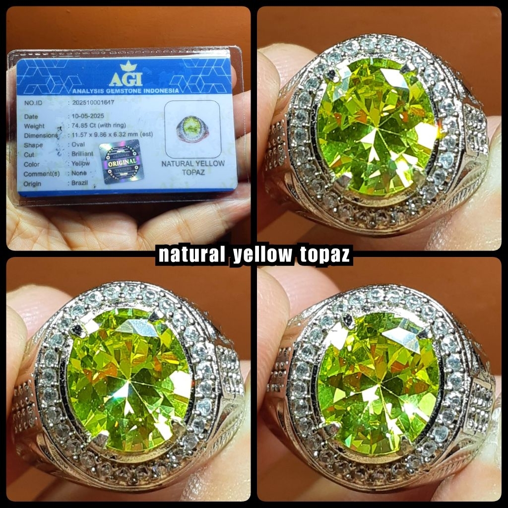 natural batu permata yellow  topaz brazil + memo lab
