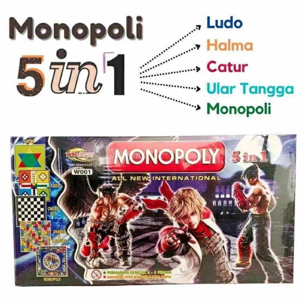 Mainan Monopoli Jumbo 5 in 1 Komplit + Catur Board Games Toys / Monopoli Jumbo Karaktet Termurah Per