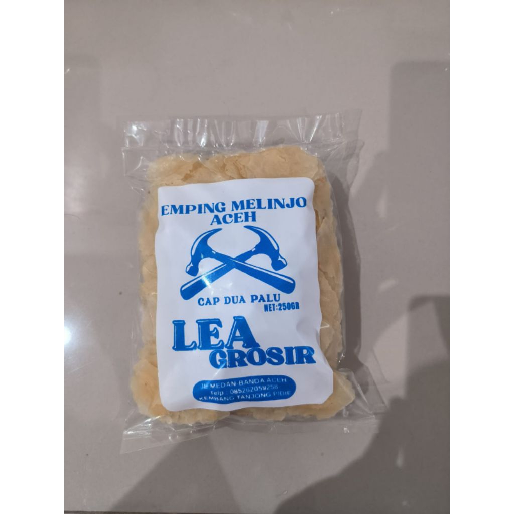 

250gram emping melinjo Aceh asli by Lea grosir // empeng Aceh kualitas istimewa tipis kemasan 1/4kg // emping mentah cap dua palu rencong
