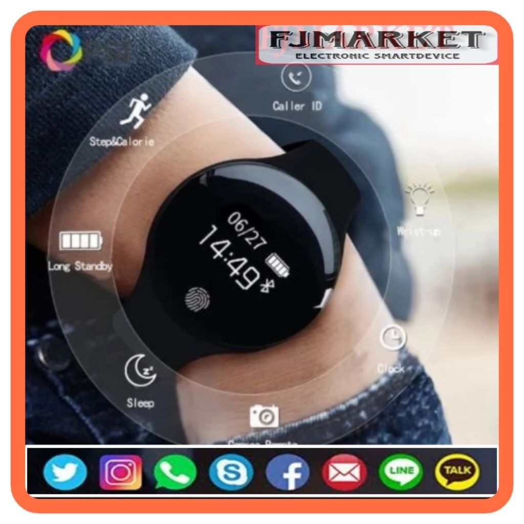 [FJMARKET] JAM HP ANDROID 4G D18 BISA WHATSAPP 4G ANDROID ANTI AIR TANPA KARTU SIM & MEMORY PRIA WAN