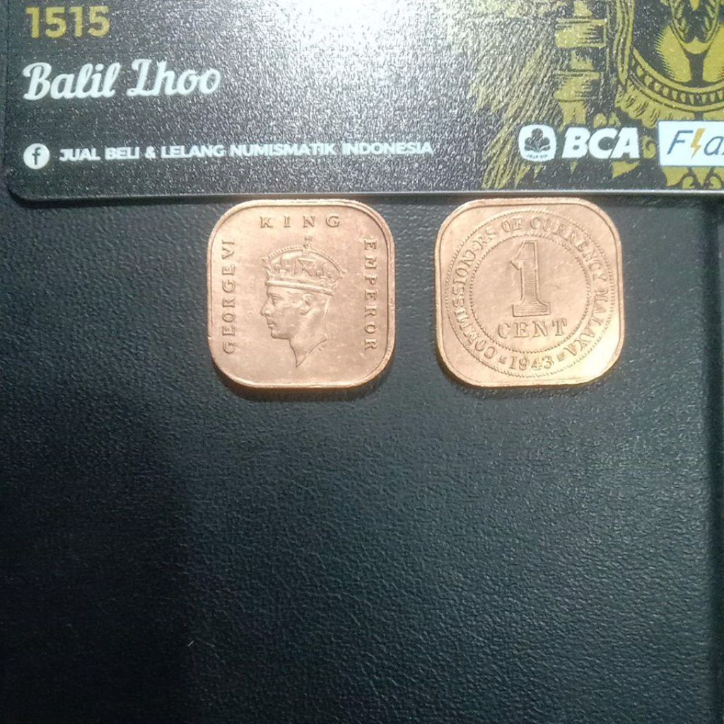 1 Cent George VI tahun 1943 (tipe kecil) # Malaya Asli dan langka