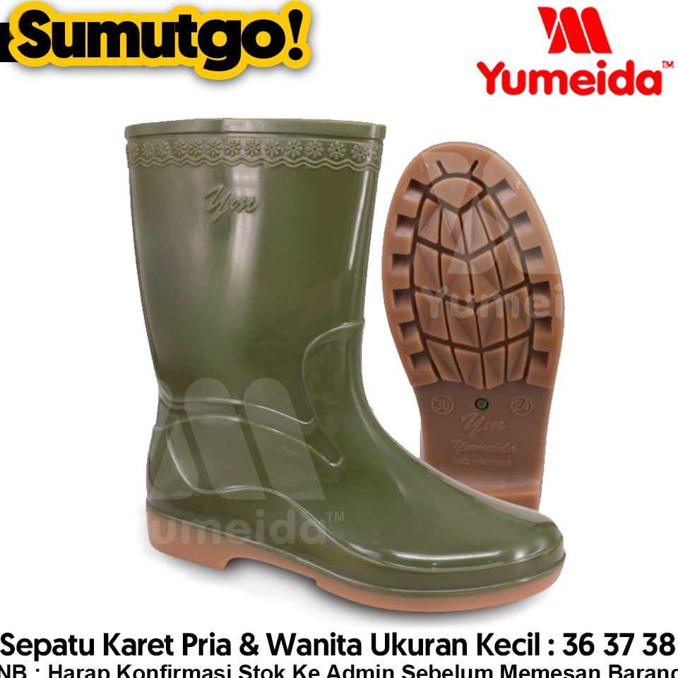 KODE V55S  UKURAN KECIL 36 37 38  Sepatu Boot Karet Setengah Betis YUMEIDA YM2 warna Hijau  PVC Rubb