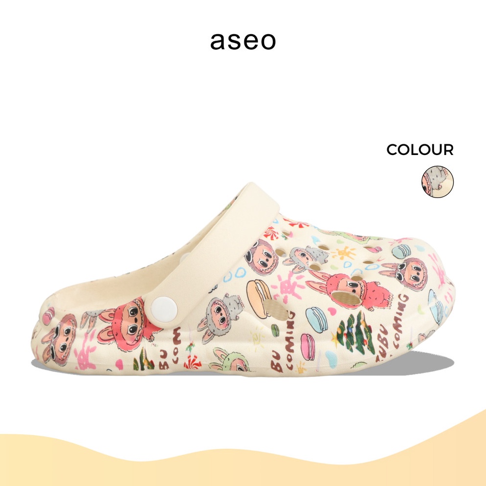 KODE Q13N Aseo Sandal Wanita Terbaru Slip on Kodok Import Anti Slip Clog Karet Rubber Lucu Bahan Eva