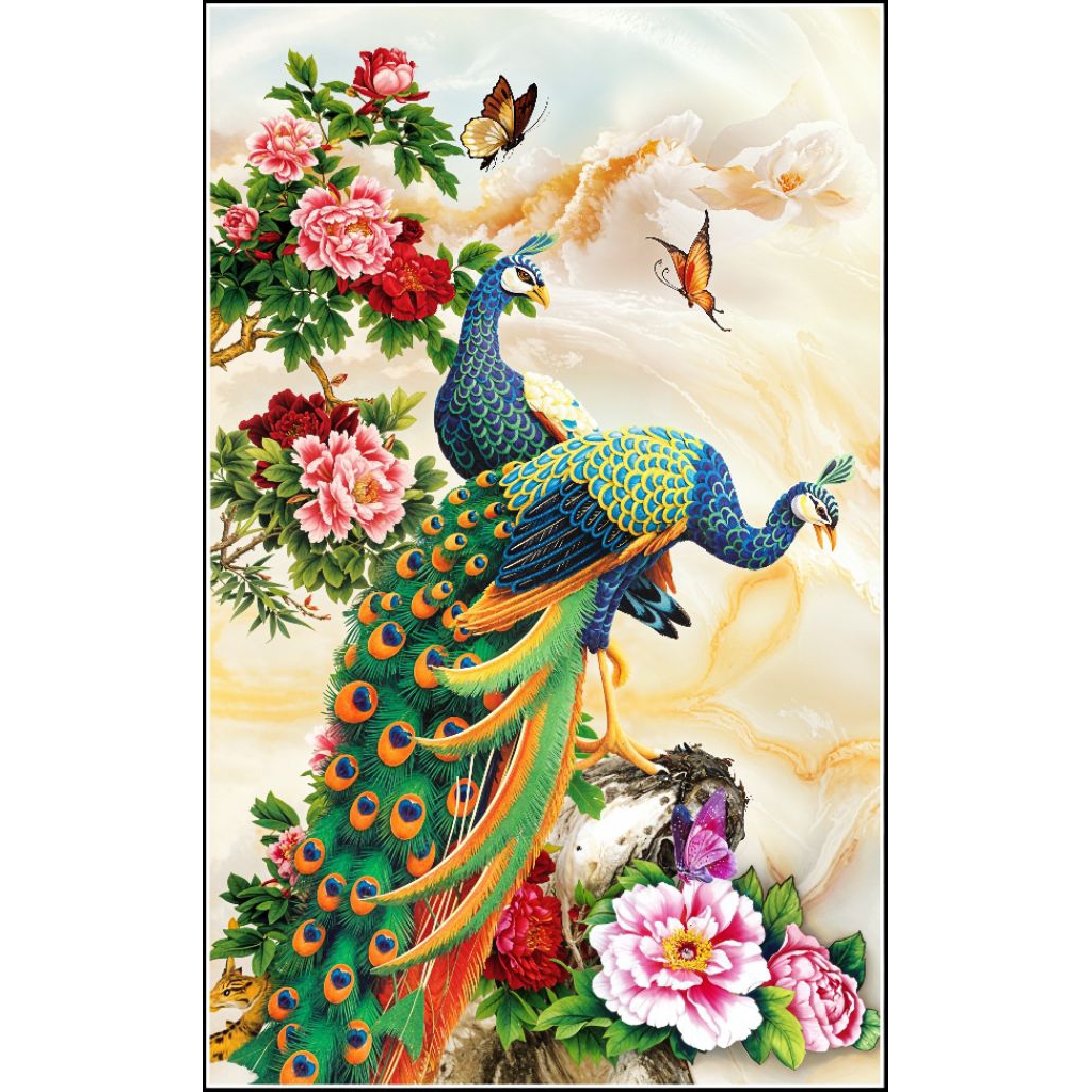 Hiasan dinding Lukisan Cetak MERAK BURUNG MERAK taman bunga dekorasi rumah ruangan tamu kamar tidur 