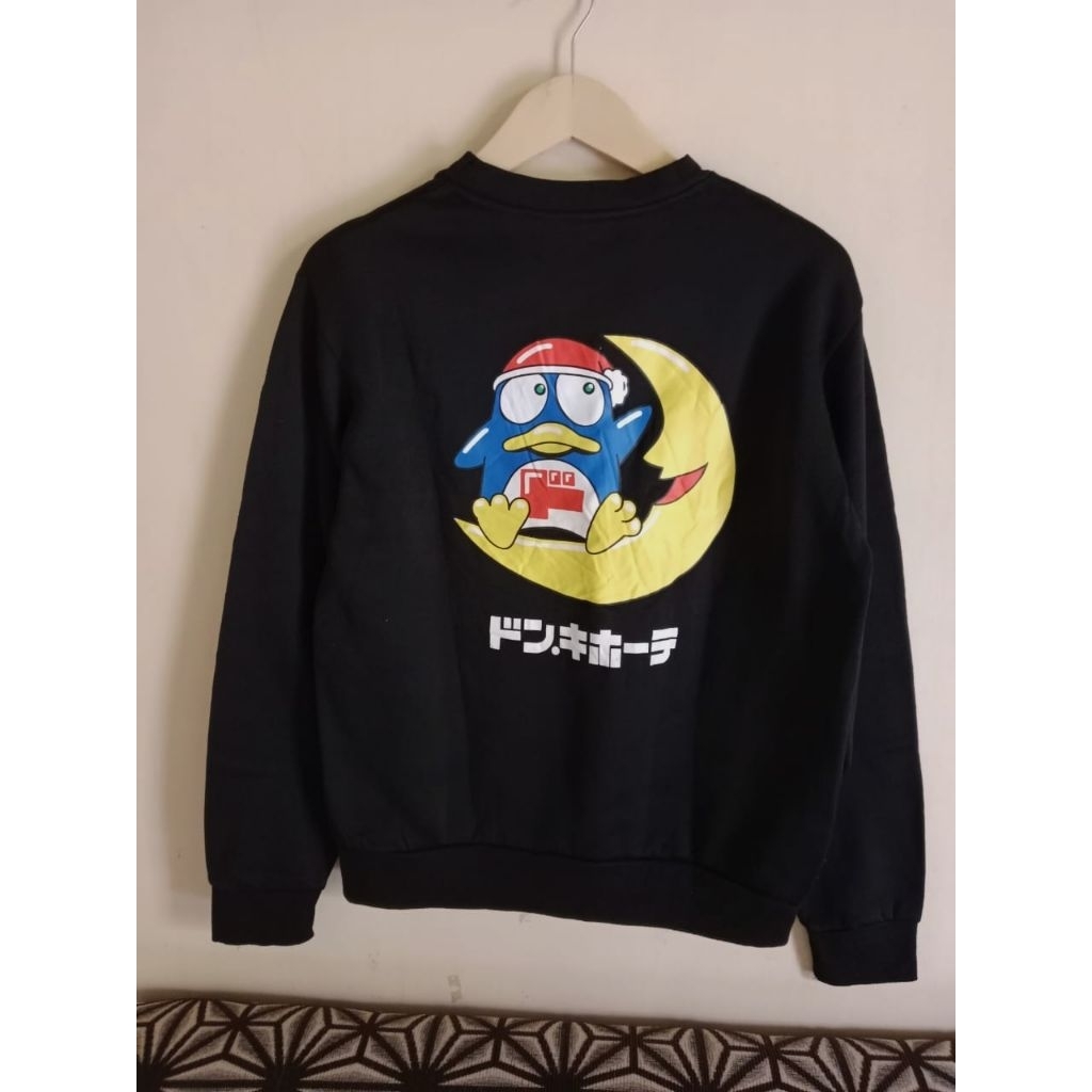 SWEATER CREWNECK CN HITAM SABLON PINGUIN BACKPRINT