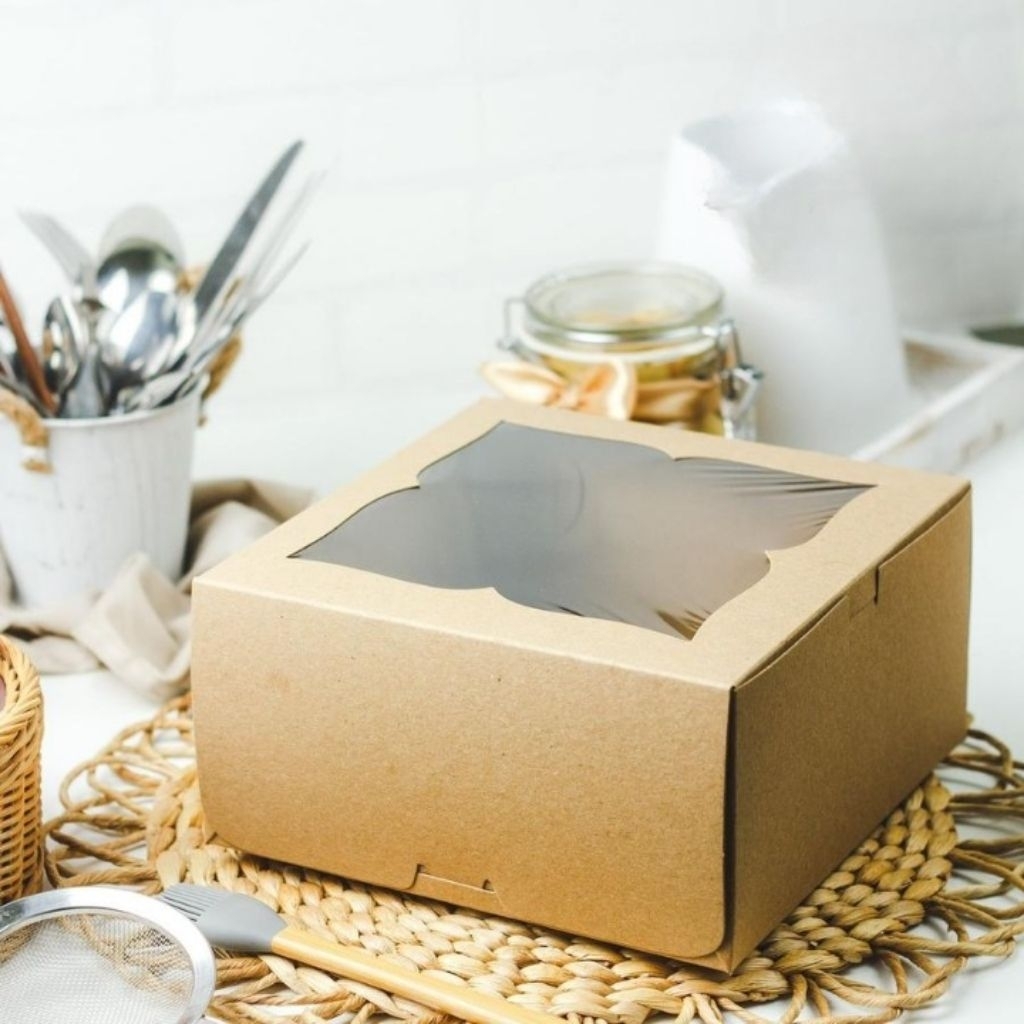 

BOX WINDOW MIKA - Box packaging cake dus kemasan kue bolu kotak kardus hampers 22x22x11 cm