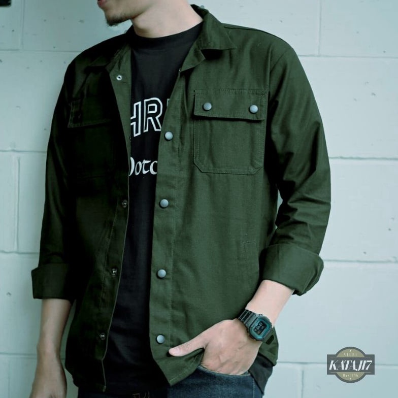 KODE E65N Jaket Kemeja Semi Parka Trucker Size M L XL XXL