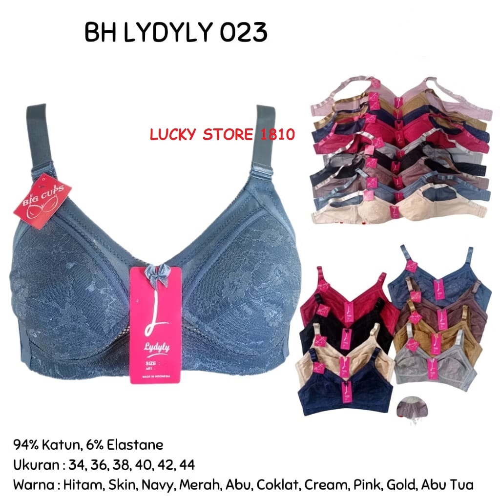 BH Lidily L023 Big Cup / BH Lydyly Jumbo / Bra Cup Besar Kait 3 Tanpa Busa dan Tanpa Kawat