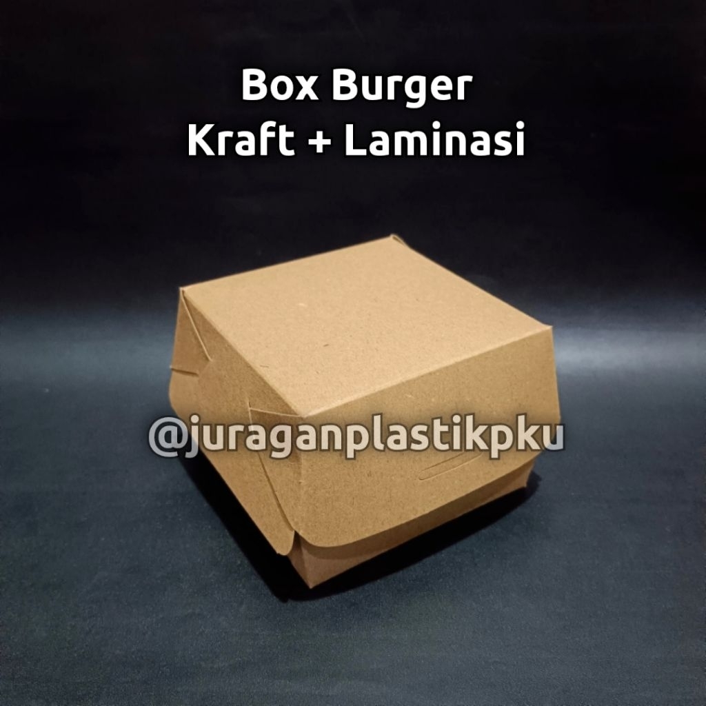 

Box Burger Ivory / Kraft | Dus Kemasan Paper Tray Hamburger Snack Putih Coklat 10x10 cm