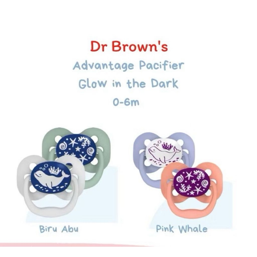 Dr Browns Advantage Pacifier Glow in the Dark Stage 1 0-6M / Kompeng Bayi Anak