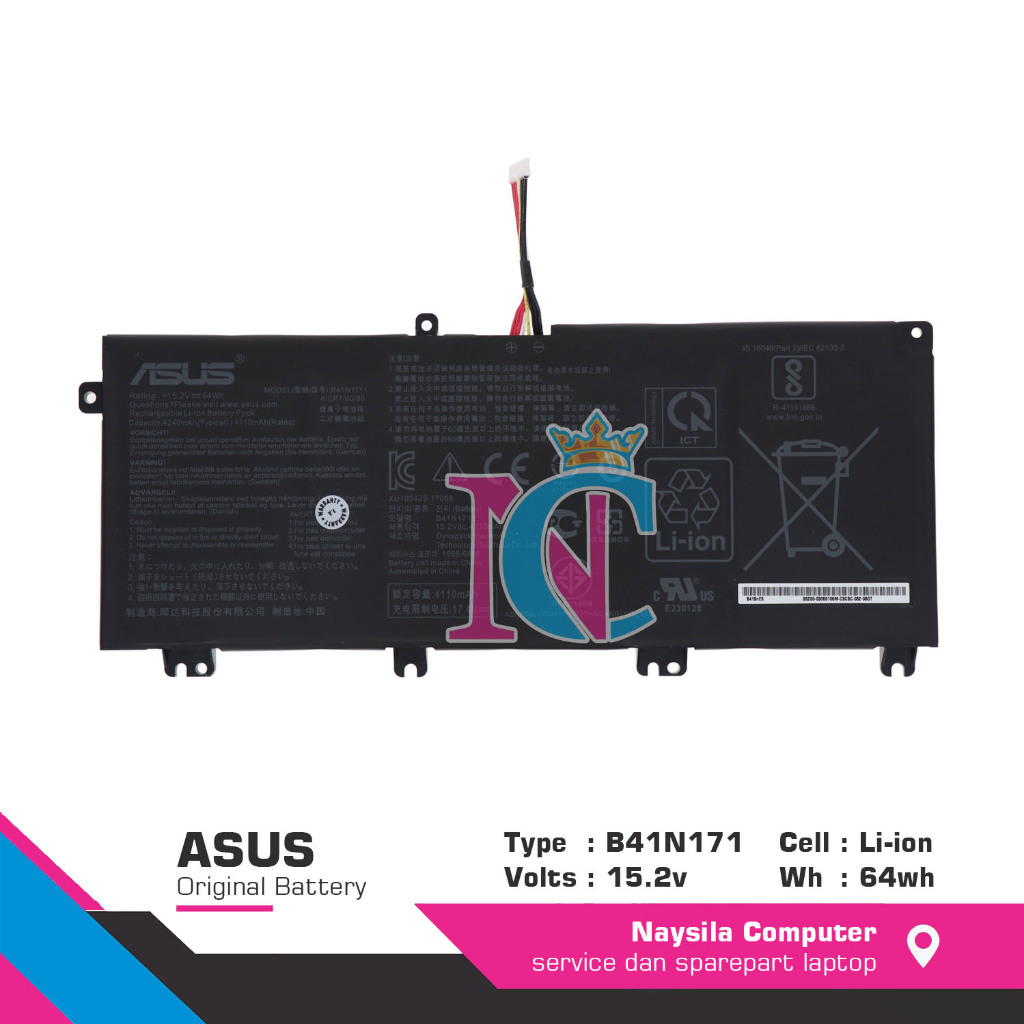 Baterai Battery Asus Tuf Gaming FX705DT FX705DU FX705GD FX705GM B41N1711