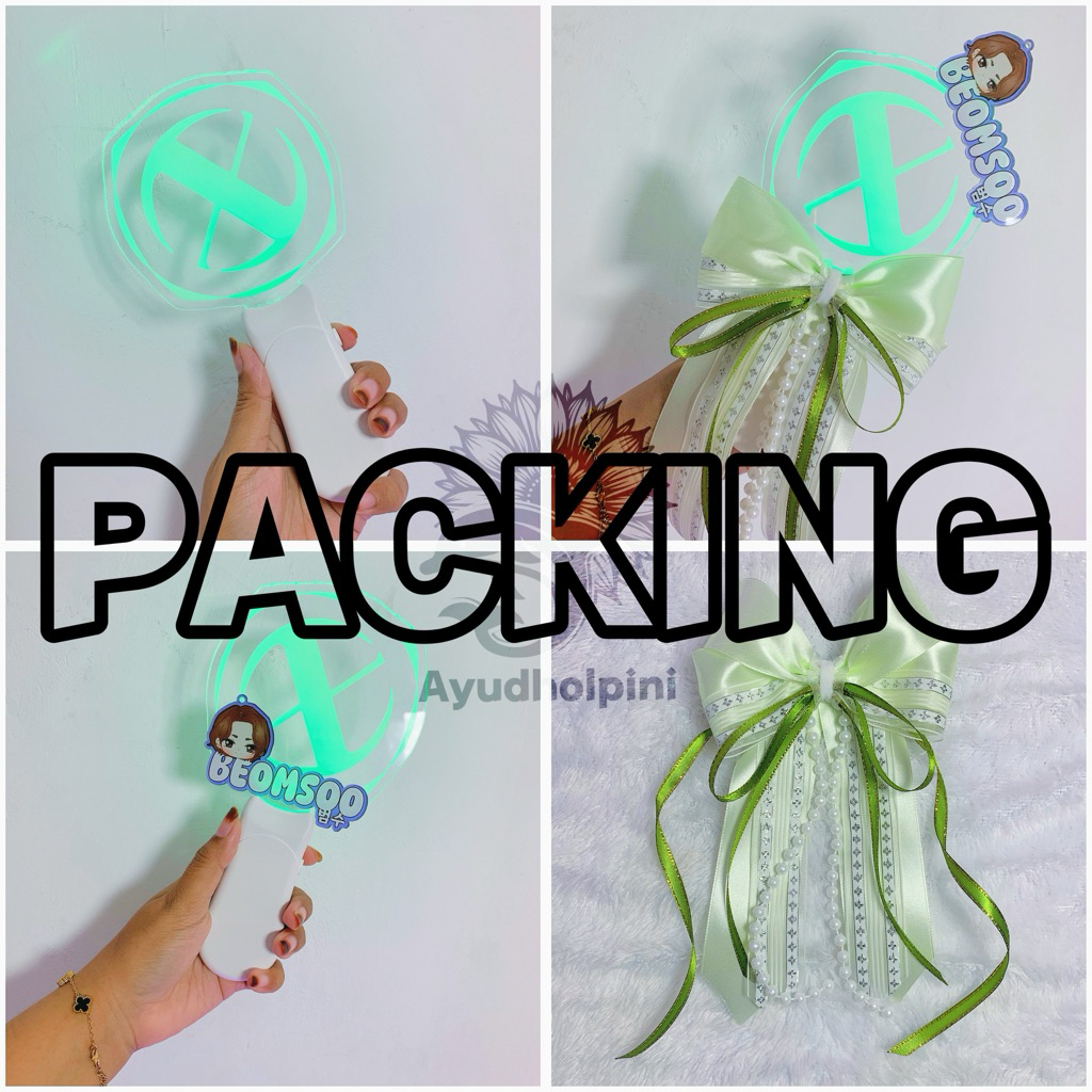 PACKING AJA ( Lightstick XODIAC,Pita Hijau Xbliss,Nama member )