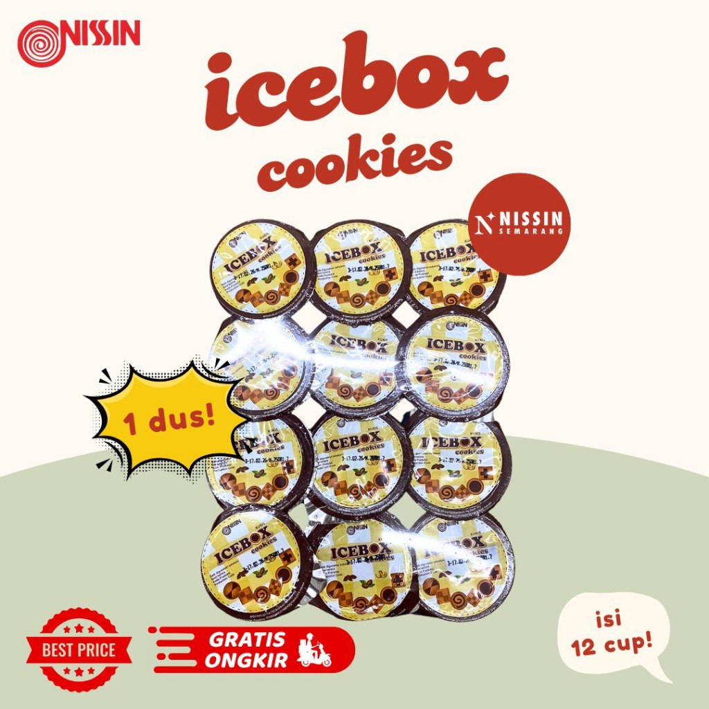 

Nissin Ice box Cookies Coklat 12 cup 1 DUS isi 8 pak