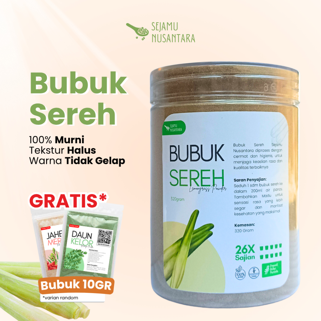 

Sereh Bubuk GRADE A Asli 100% Tanpa Campuran Serai Premium Lemongrass Powder - Sejamu Nusantara
