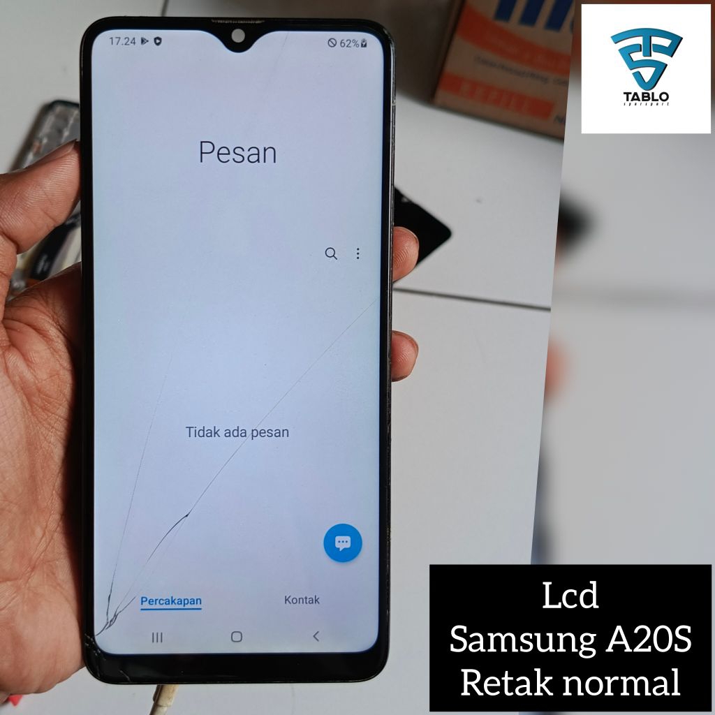 LCD frame Samsung A20S retak normal ori copotan hp