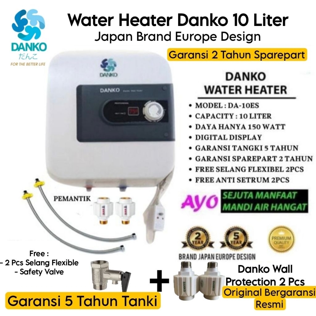 Water Heater Listrik Low Watt | Water Heater 10 Liter | Danko DA-10 ES ( Bergaransj Resmi )