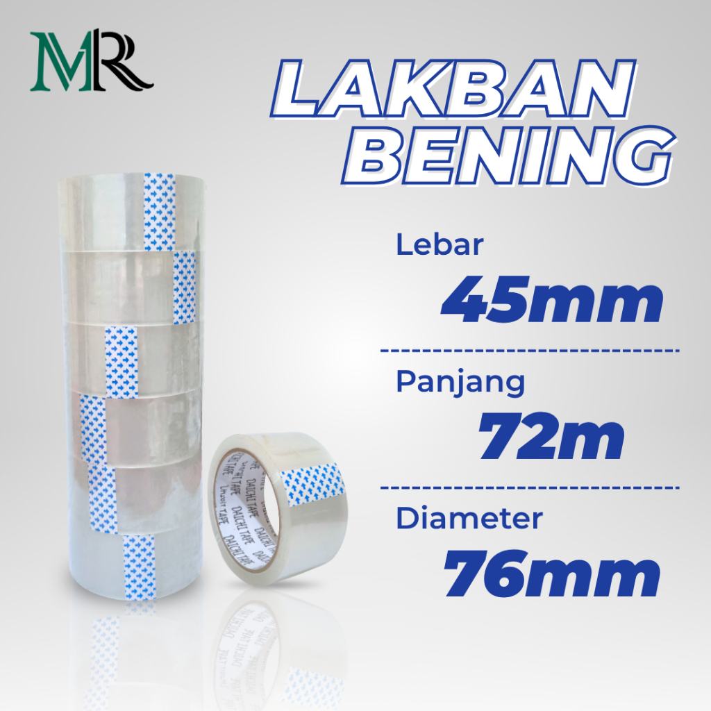 

Lakban Bening Murah 45mm x 72yard - Kuat & Ekonomis (Harga per 1 pcs)