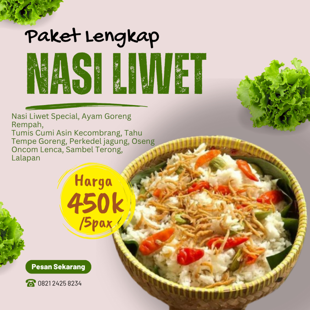 

Paket nasi Liwet special (porsi 5 orang)
