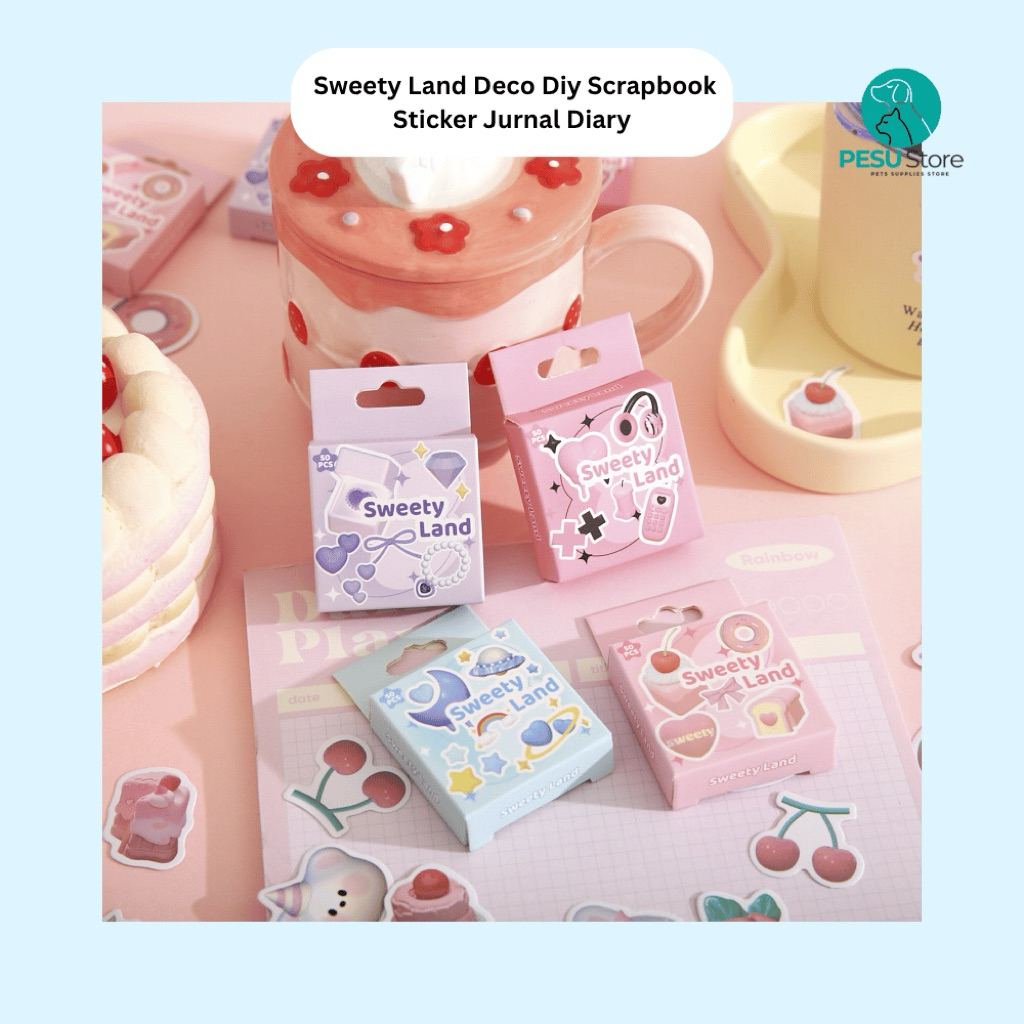 

Stiker Scrapbook Sweety Land – 50 Pcs Deco DIY Planner / Jurnal / Diary