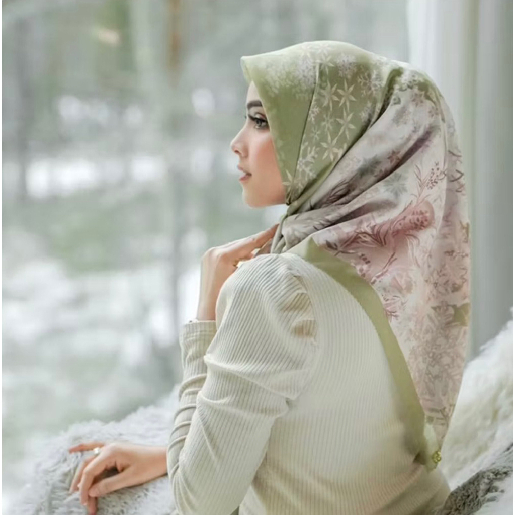 (Pl) Hijab Buttonscarves Voile Frozen - Willow