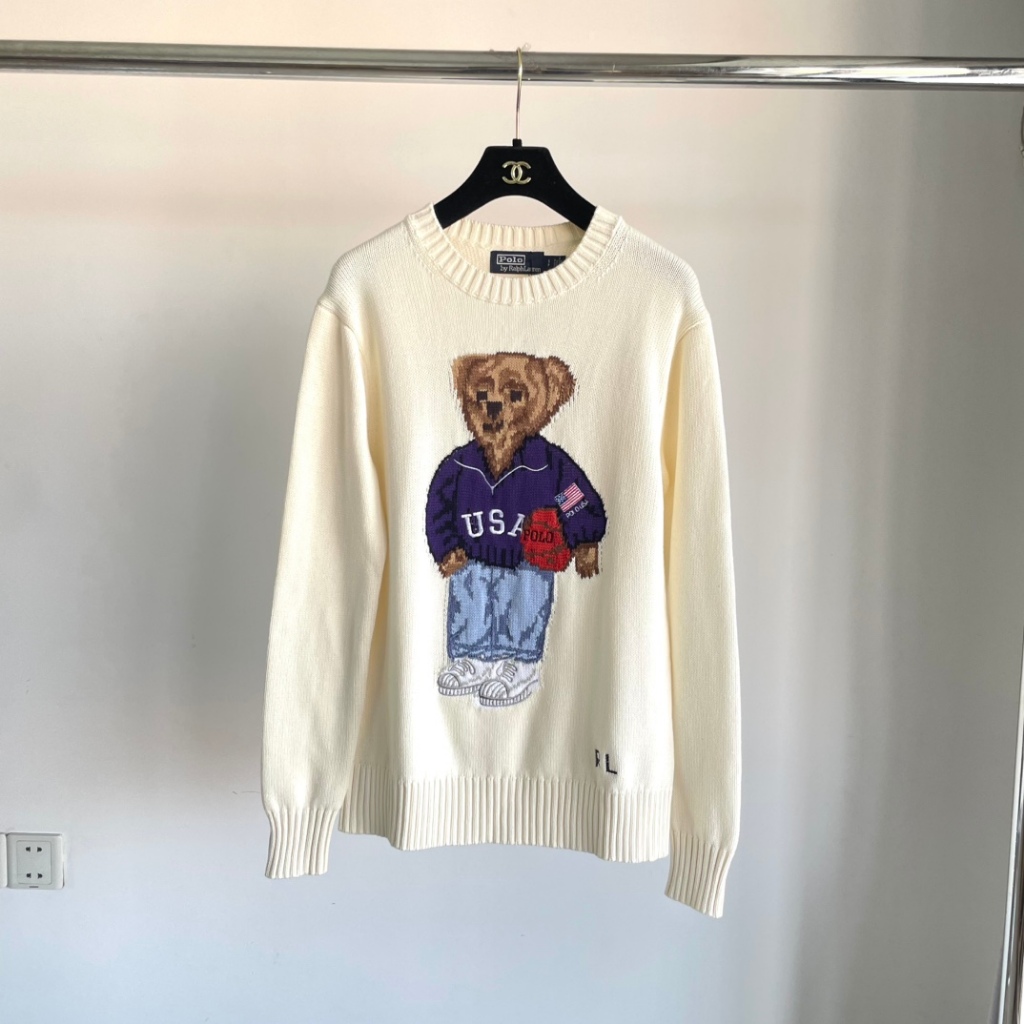 POLO/RL Sweater Wanita Katun Teddy Bear Baru