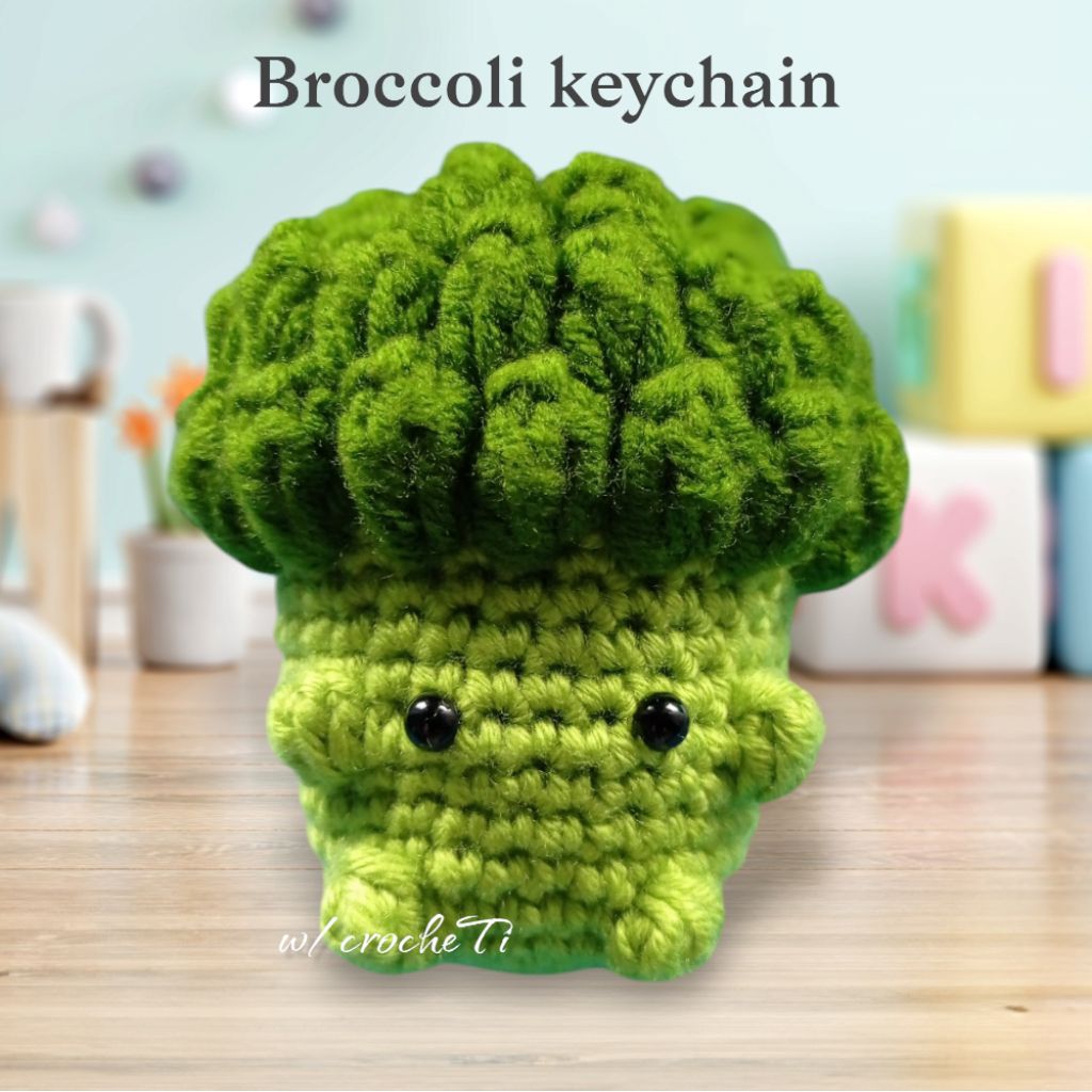 gantungan kunci brokoli rajut