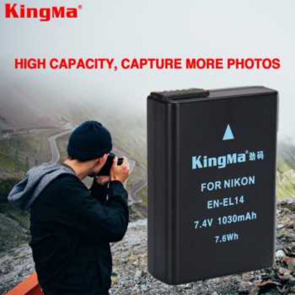 KingMa Battery EN-EL14 Btatery For Nikon D3300 D3200 D5100 D5500 D5600 Etc